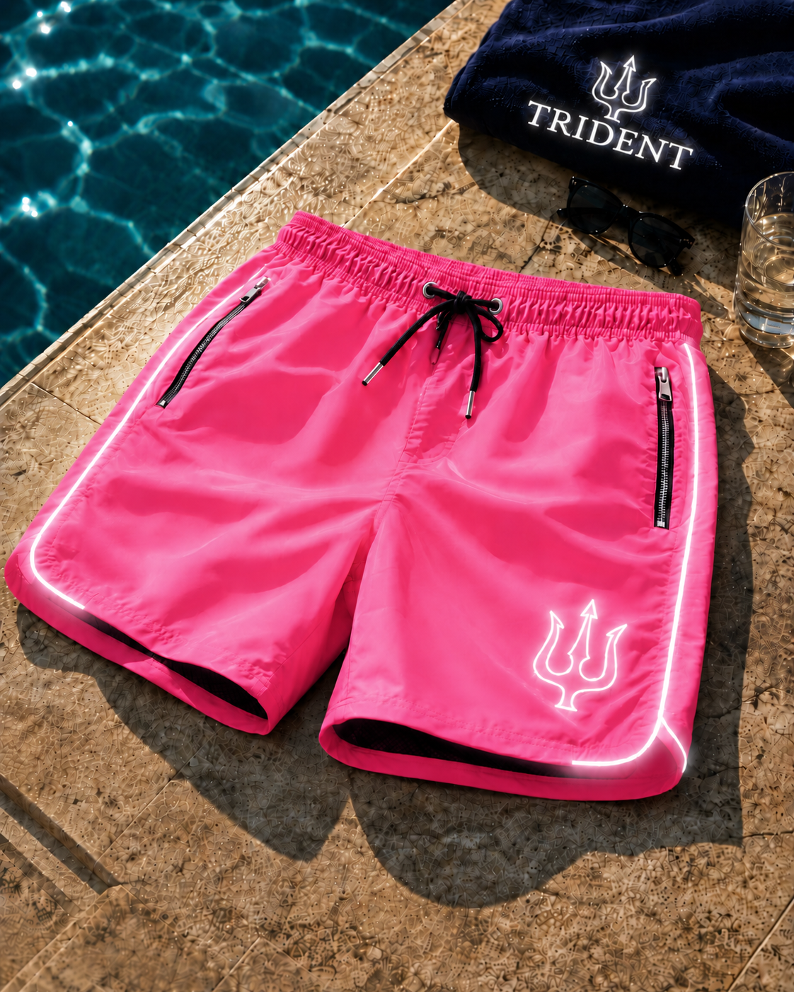 SHORT DE BAIN ROSE FLUO